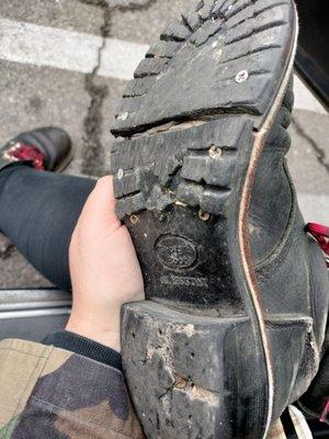 My boot soles before repair