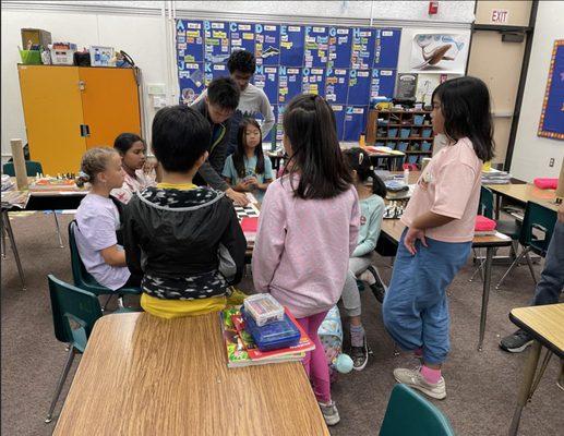 Our volunteer teacher taught free chess classes at an elementary school.