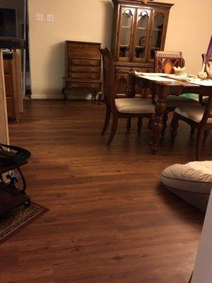 Installed beautiful laminate flooring in the kitchen!