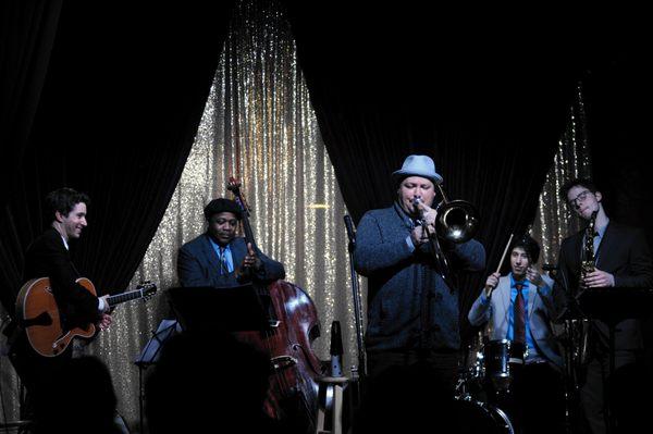 Jazz Trombonist Michael Dease, with Rodney Whitaker and Randy Napoleon.