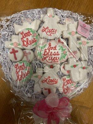 Baby girl baptism tray (24 cookies - various shapes, sizes, and colors)