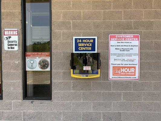 Self service kiosk for check in and payments