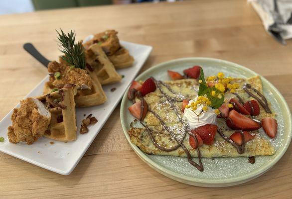 Chicken and Waffles with Crepes