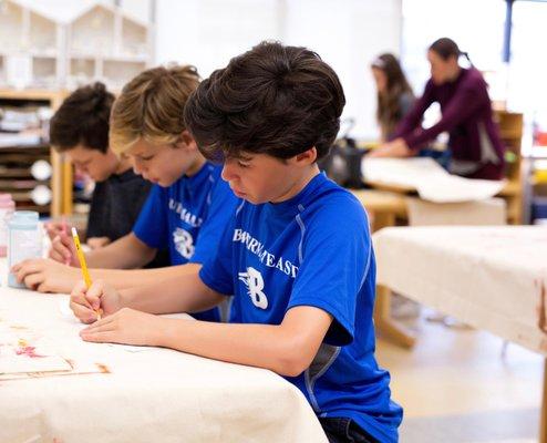 Students working on different phases of ceramics project in our art studio.