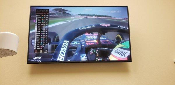 TV that they let me Chromecast an F1 race while my teeth were being cleaned