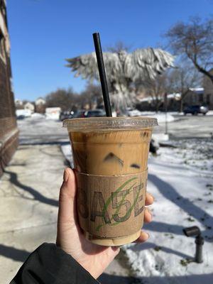 Iced Latte with Oat Milk (and a paper straw!)