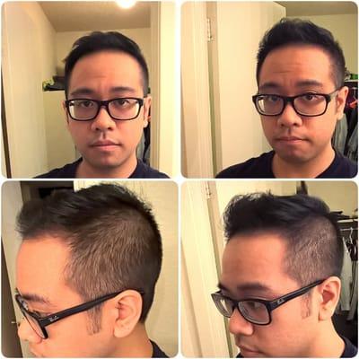 Wanted a cut that could change from a comb over (left) to pompadour (right), and I got it!