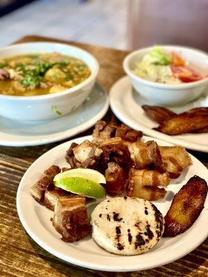 Chicharrón's, tripe soup and lunch salad