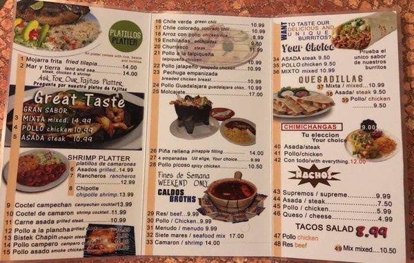 Inside of menu