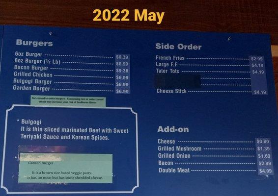 2022 Burger House menu board 3