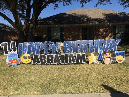 This awesome blue happy birthday yard sign done in Duncanville