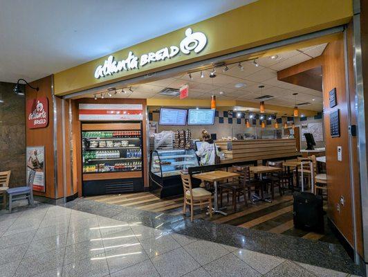 Outside. Storefront. Located in food court of Concourse F, Maynard H Jackson International Terminal at Hartsfield-Jackson Atlanta airport.