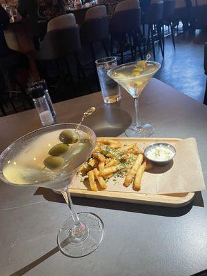 Dirty martini  & truffle fries