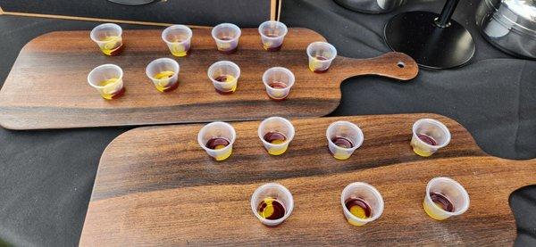 Olive oil and Balsamic vinegar shots from Europa