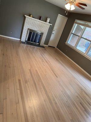 Country white stain on red oak with Loba water based finish