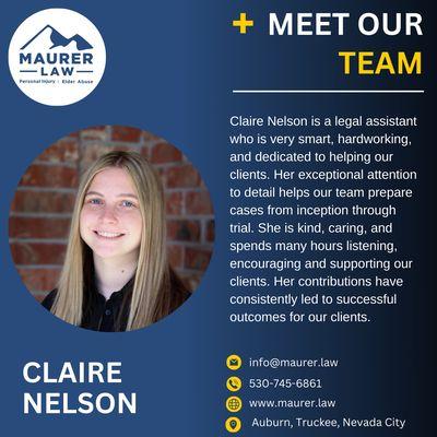 Meet one of our legal assistants, Claire Nelson.