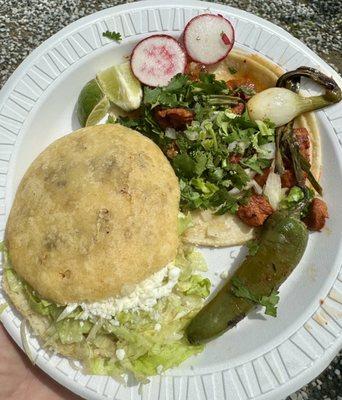 Chicharron Gordita and Carne Enchilada taco