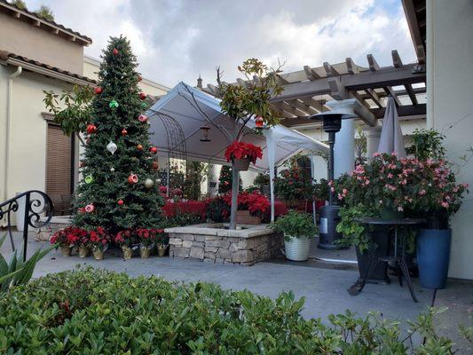 Outdoor Patio Decorated for Christmas