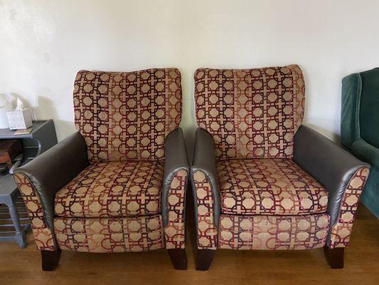 They reupholstered my recliners. ( this photo was taken recently they recovered them about 6 yrs ago)