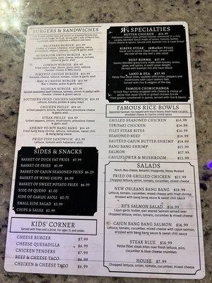 Updated menu (back)