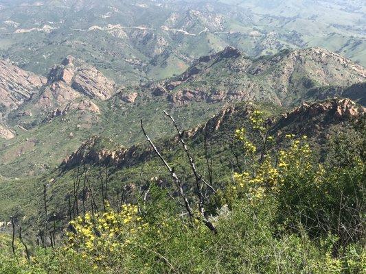 Crags of Malibu Creek State Park, and Mulholland Drive, to the north