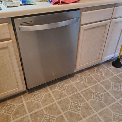 Installed whirlpool dishwasher