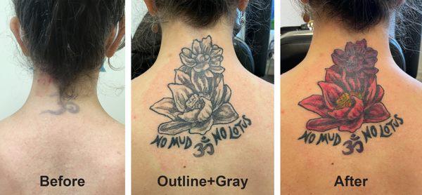 Back of neck cover up tattoo