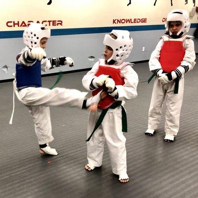 Sparring Practice at Akula Taekwondo, martial arts school near Wixom, MI.