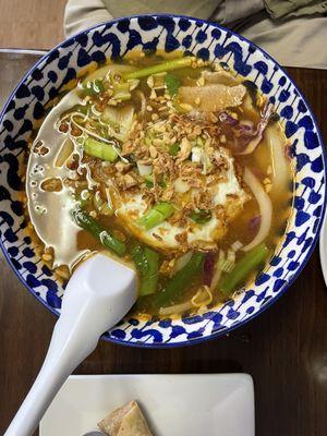 Meemaw noodles. Egg was perfectly fried, the broth was flavorful.