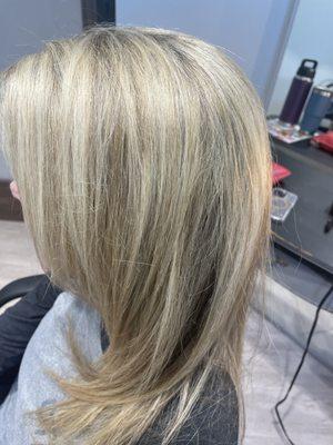 Was a brassy tone, I brought out the beautiful blonde she is.