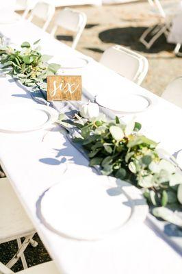 Table garlands for reception.  photo from Broad River Photography.