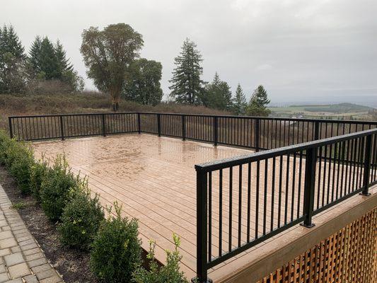 Timber Tech deck with black aluminum railing.