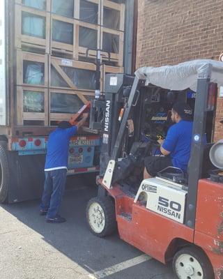 Unloading the truck