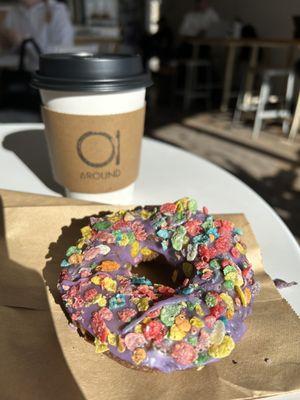 Ube donut and lavender latte