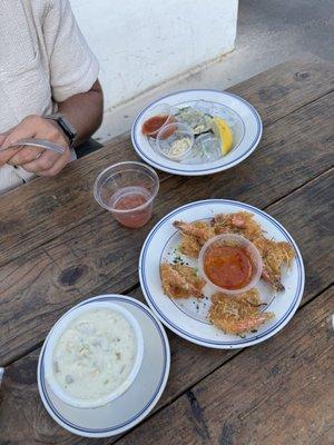 Coconut Shrimp New England Clam Chowder