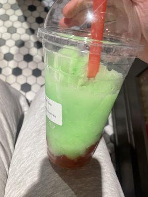 apple slush with strawberry boba