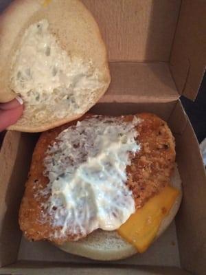 Guess that's what I get for eating McD! Chicken with cheese and tartar... I ordered Filet-o-Fish...