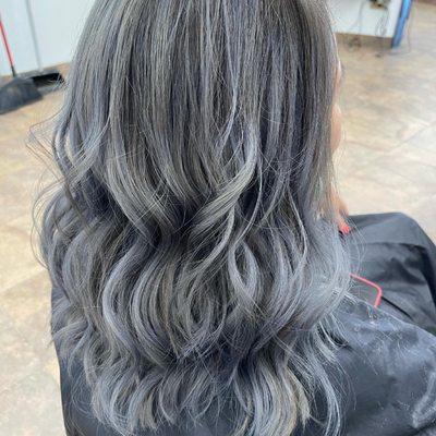 Grey hair balayage