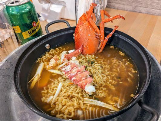 Lobster Ramen, simple but satisfying, half a lobster in each bowl.