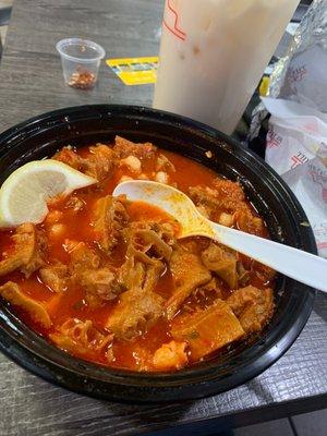 I guess this is the menudo you pay for with no condiments  on the side