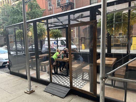 Street side covered seating.