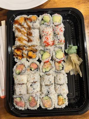 Idaho Maki Roll, California Roll, Spicy Tuna Roll, Yellowtail Roll