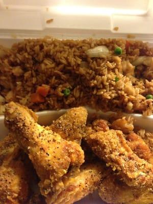 Lemon Pepper and shrimp fried rice