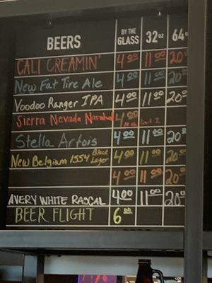 Beer menu