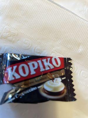 The check came with these really nice hard candies flavored with coffee and sweet cream.