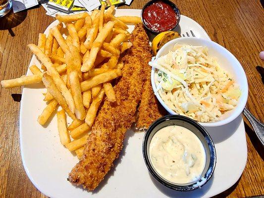 Walleye with Fries and Coleslaw