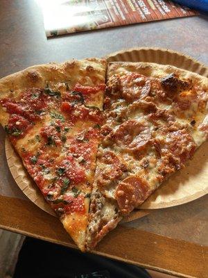 Margarita Pizza and Meat Lover's Pizza