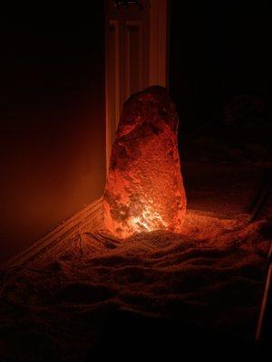 Salt lamp inside room