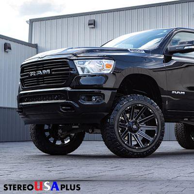 lifts x Rims x Wheels x Tires x Shocks x fender Flares  on dodge ram truck #stereousaplus