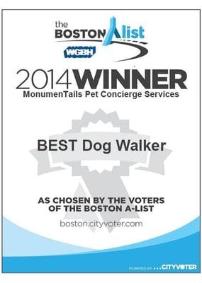 Winner of 2014 Best Dog Walker Award